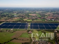 An aerial view of the newly constructed Solarpark Ammerland.