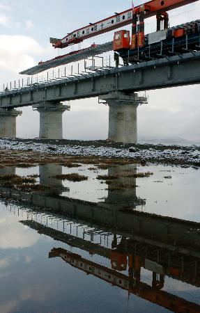 組圖：青藏鐵路最后一座特大環(huán)保橋鋪軌成功