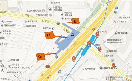 14号线十里河站位于北京东南三环十里河桥内侧辅路与左安路交叉口图片