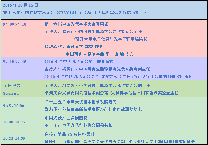 第十六届中国光伏学术大会（CPVC16） 会议通知