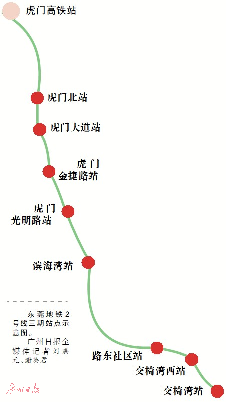 地铁2号线的新段,从虎门延伸至滨海湾新区,全长17.